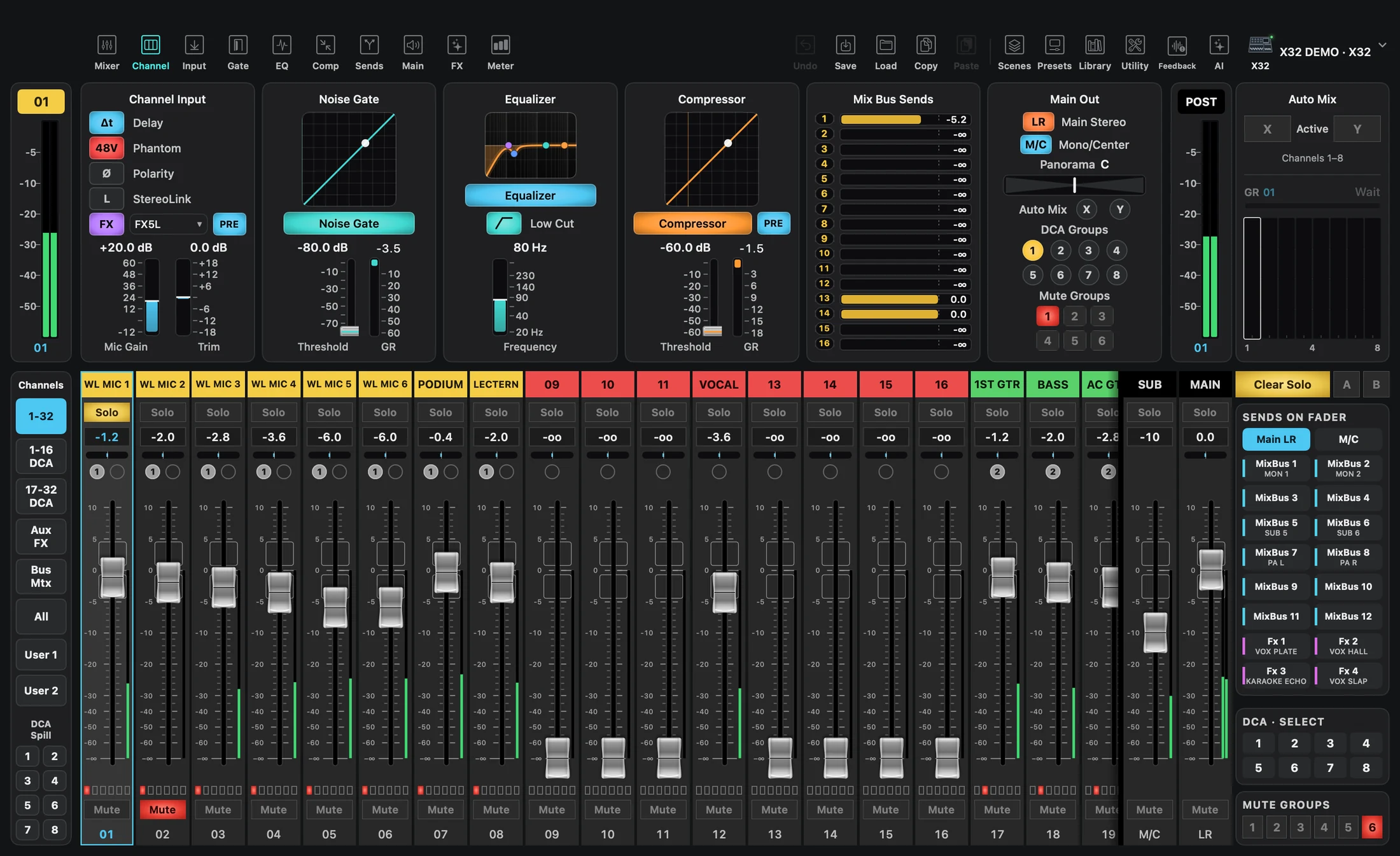 CueAir 1.12 X32 Channel overview